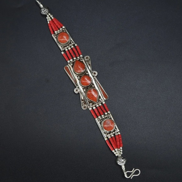 Tibetan silver gemstone ethnic bracelets - Picture 12 of 15